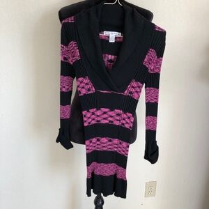 Love By Design Black and Pink Cowl Neck Sweater